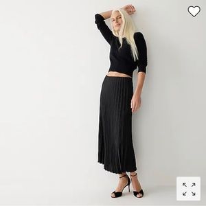NWT J. Crew Pleated Pull-On Black Midi Skirt - L
